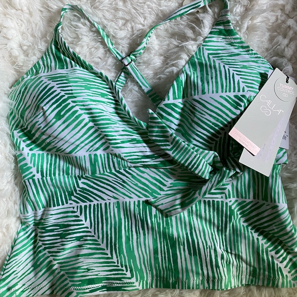 Calia swim collection tankini top only - small palm green color. New with tags.